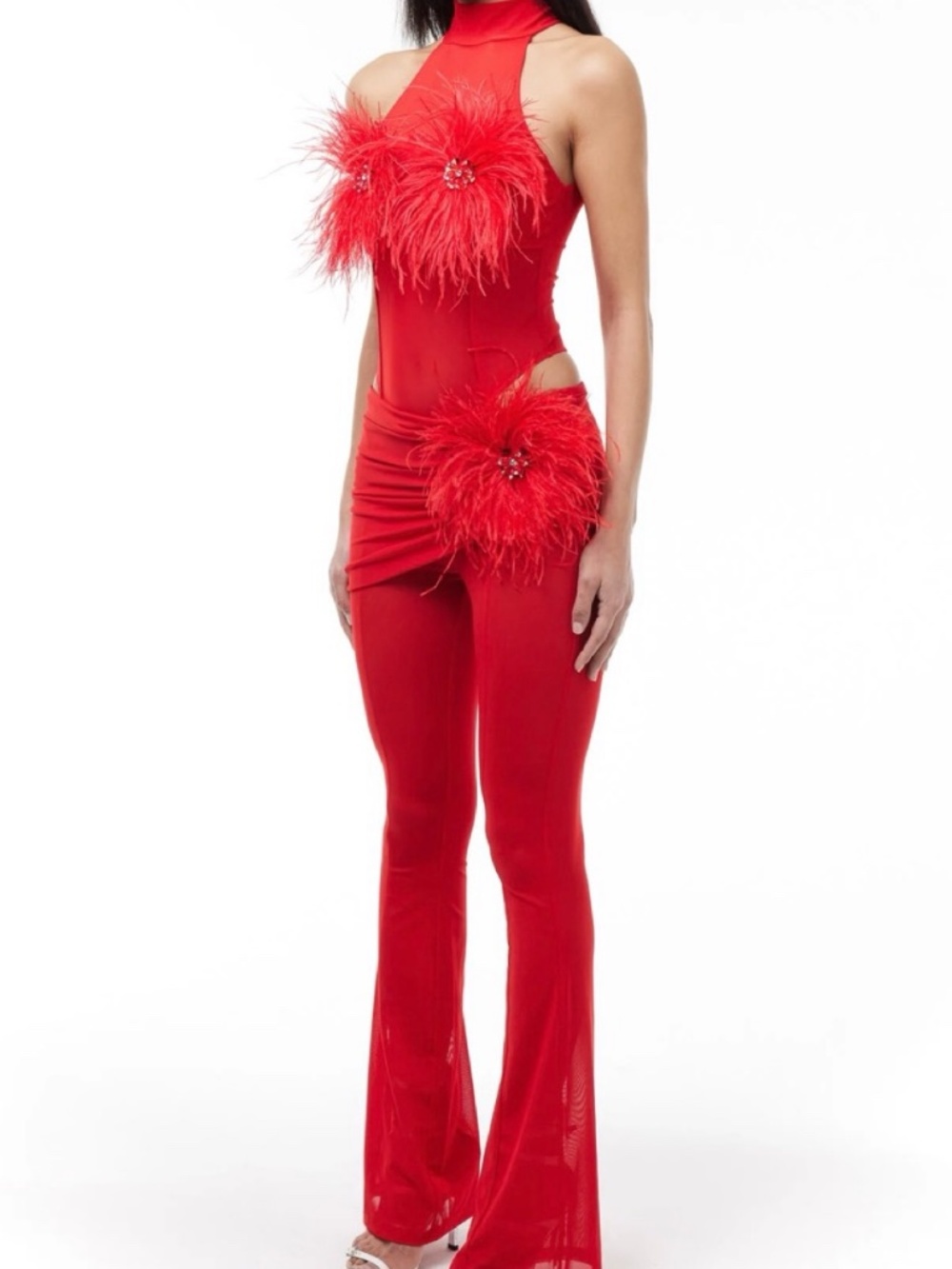 The Kript “Velora” red two piece outfit.